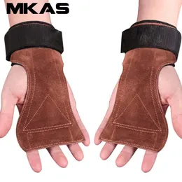 Weight Lifting Training Gloves Palm Protector Leather Wrist Straps For Deadlifts Powerlifting Crossfit Fitness Gymnastics Grips 240123