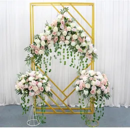 Diamond Wedding Arch Backdrop Props Wrought Iron Geometric Square Frame Party Stage Screen creative background Stand2403
