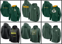 Green Bay''packers''men 검은 색상 블록 양털 공연 성능 풀오버 풀-zip 까마귀