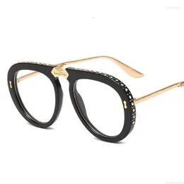 Óculos de sol óculos de sol strass piloto dobrável moda feminina óculos designer tons retro sexy grande lunette ktv5