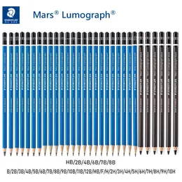 24/30 peças alemanha staedtler 100 mars lumograph desenho lápis de desenho haste azul/haste preta desenho design lápis arte suprimentos 240118