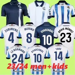 Men football shirt 2023 2024 Real Sociedad home away Soccer Jerseys 23 24 kids kit CHO TAKE KUBO OYARZABAL SADIQ ANDRE SILVA ZUBIMENDI BRAIS MENDEZ MERINO LE NORMAND