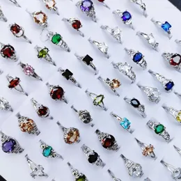 Klusterringar 10st/Lot Wholesale Crystal Multicolor Cubic Zirconia Engagement Luxury Fashion Wedding Party Jewets Gifts