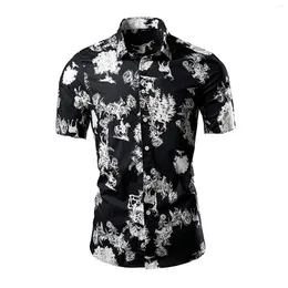 Мужские футболки 2024 Летняя разноцветная жаккардовая рубашка с коротким рукавом Повседневная цветочная рубашка 70-х годов для мужчин