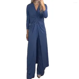 Women's Two Piece Pants Taller Thinner Visually Stylish V-neck Twisting Trousers Set For Women Comfortable Fashionable Suit With