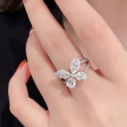 여자 Moissanite 약혼 반지를위한 이식 반지 925 다이아몬드와 함께 인간 다이아몬드 세트 공식 복제품 나비 클래식 스타일 선물 008