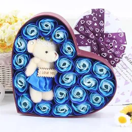 Flower Soap Rose Soap Heart Scented Bath Body Petal Rose Flower Bear Doll Case Wedding Decoration Gift Festival Box #LR41267h