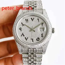 High quaity shiny diamonds watches silver case 41mm Arabic numbers automatic men smooth hands wristwatch stainless steel material 214h