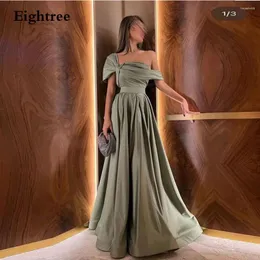 Party Dresses Eightree Olive Green Graceful Evening Dress Long A Line Satin Floor Length Off The Shouldr Abendkleider Dubai Formal Occasion