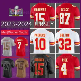 87 Travis Kelce Football Jersey 15 Patrick Mahomes Kansases City Isiah Pacheco Chiefes Rashee Rice Willie Gay Derrick Thomas Justin Reid Chris Jones Jerick McKinnon