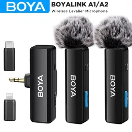 Microfones BOYA BOYALINK Um microfone de lapela sem fio para iPhone Android PC Computador DSLR Câmeras Streaming Youtube Gravação Vlog