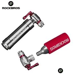 Pompe per bici Rockbros Mini pompa per bicicletta Gonfiatore a co2 Manicotto gonfiato Aria Ciclismo Accessori per palloni da bici 220225 Consegna a goccia Sport Outdoo Dhhrq