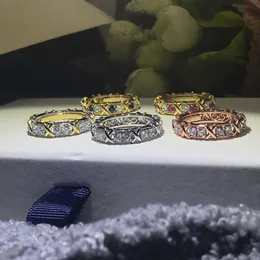 유명한 브랜드 Tiffay 크로스 컬러 풀 다이아몬드 반지 하이 에디션 16 패션 다목적 상감 하늘 스타