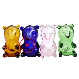 Latest Colorful Heady Cute Bear Smoking Glass Pipes Portable Dry Herb Tobacco Filter Spoon Bowl Innovative Decoration Handpipes Cigarette Holder DHL