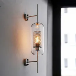 침실을위한 현대식 유리 LED 벽 램프 노르딕 벽면 스콘 라이트 조명기구 로프트 산업 장식 미러 조명 홈 Luminaire171p