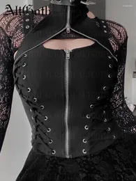 Canotte da donna AltGoth Dark Gothic Vintage Bandage Vest Donna Harajuku Punk Grunge Halter Corsetto Camis Emo Alternative Streetwear Rave Outfit