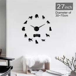 Pit Bull Dekoracyjne 3D DIY Wall American Staffordshire Terrier Fashion Home Clock z lustrzanymi liczbami Naklejki 201212213a