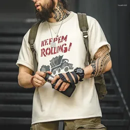 Männer T Shirts Maden Vintage Graffiti Brief Drucken Kurzarm T-shirt 2024 Sommer Baumwolle Mischung T-shirt Amekaji Arbeitskleidung Tops lustig