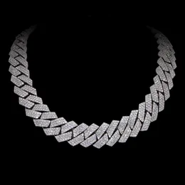 3 rad VVS Moissanite Diamond 18mm 24 -tums kubansk tydlighet runt lysande isad halsband Moissanite Link Chain Hip Hop smycken