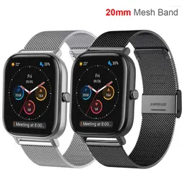 شاهد عصابات 20 مم حلقة الشبكة الشبكية لـ Huami Amazfit GTS 4 3 2 2E Mini Stainless Strap Correa GTR 42mm Bip S U Lite Pro