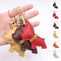 Keychains Pu Leather Dog Keychain Bag Charms Metal Keyring Holder Cartoon Animal Puppy Shiba Key Chain Women Jewelry Men Car Ring