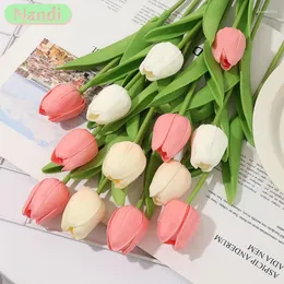 Flores decorativas 3/5 peças buquê de simulação de tulipa artificial toque real espuma pu falso decoração de casamento para casa