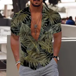 Mäns avslappnade skjortor Hawaiian Short Sleeve Shirt 3D Print Beach Blus Holiday Tops Extra stora kläder T-shirts Summer 2024