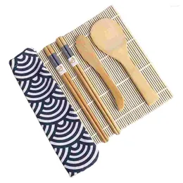 Conjuntos de louça 6 pcs sushi fazendo arroz colher rolando pauzinhos paddle fabricante de madeira com