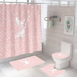 Shower Curtain Set Water-Repellent Cloth Bathroom Partition Curtain Shower Wet and Dry Special Goods