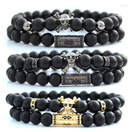 Strand uma peça crânio pedra natural contas braclets para mulher bransoletki pulseras hombre masculino jóias pulseira conjunto brazalete288o