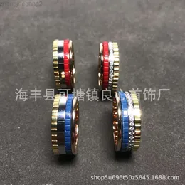 Designer Bvlgary smycken Jinggong Baojia Shilong röd och blå keramisk ringutrustning roterande ring med diamant B drake lämplig för både män och kvinnor