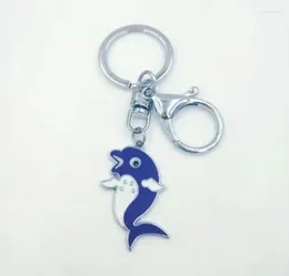 سلاسل المفاتيح 1 PCS Drop Glaze Dolphin Animal Charm Ckeychain Presh Handbag Car Key Holder Ceyyring Party Wedding Hiff