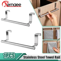 Kitchen Storage Towel Rack Over Door Bar Hanging Holder Stainless Steel Bathroom Cabinet Apron Rag Shelf Hanger