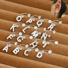 Серьги-гвоздики 2 шт. серебряного цвета из нержавеющей стали 26 букв для женщин корейский цирконий спираль козелка пирсинг украшения для тела