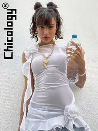 Kadın Tankları Chicology Fashion Beyaz Gül Tassel İnce Kolsuz Tank Toplar Sıradan Sokak Giyim Partisi Tatil Y2K 2024 Kadın Toptan