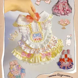 Dog Apparel Kawaii Lolita Tiered Skirt Clothes Bow Dot Ruffle Lace Dress Small Dogs Clothing Cat Japanese Fashion Spring Pet Products