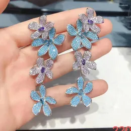 Dangle Earrings Bilincolor Fashion Blue And Purple Five Flower Earring For Women