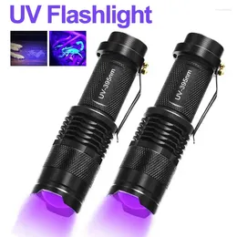 Flashlights Torches 365/395nm UV 3 Modes Zoomable Mini LED Lights Pet Urine Detector Ultraviolet Torch Violet Light Scorpion Hunting