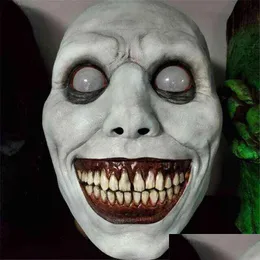 Party Masks Smiling Demons Head Mask Halloween Decoration Evil Cosplay Props Horror Helmet Holiday White Green Y220805 Drop Delivery DH2DJ