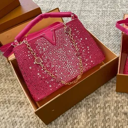 Дизайнерская женская сумка для плеча блестящие полные алмазные золотые оборудование металлическая пряжка