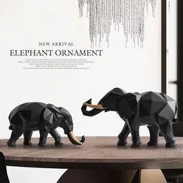 Elephant Figurine 2 Set Fet for Home Office El Decoration Animal Modern Craft Indie White Elephant Statue Dekor