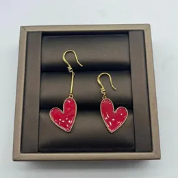 dangle earrings epoxy red heart for women chute love drop girls luxury designerjewelry