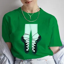 Kadın Tişörtleri St Patrick Günü İrlandalı Yumuşak Dans Ayakkabıları Grafik T-Shirt Kadın Kısa Kollu Moda Üstleri Kadın Tişörtler Günlük Sokak Giyim