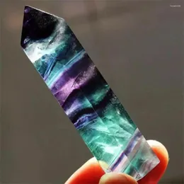 Statuette decorative Cristalli di fluorite naturale Obelisco Pietra curativa colorata Punto Colonna esagonale 4-9 cm Bacchetta di cristallo Regalo per l'Home Office