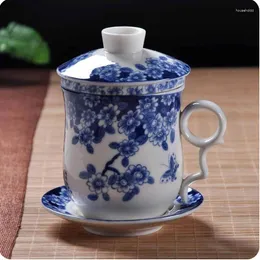 Mugs China Jingdezhen Ceramic Teacup Blue And White Porcelain Personal Cup With Lid Filter Meeting Bubble Office