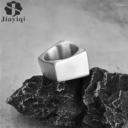 Pierścienie klastra modne płaskie stalowe stal 4 boki mogą nosić mody kwadratowy punkowy gotycki pierścionek dla mężczyzn Bankiet biżuteria Prezent