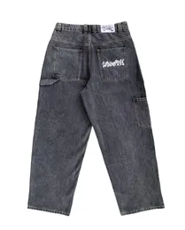 Y2K Men Jeans HARAJUKU HIP HOP BUGGY DIANS UNISEX Vintage Solid Wash Haftowane luźne spodnie Streetwear Mężczyznę Kobiet dżinsy szerokie nogi 240124