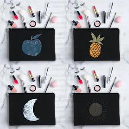 Kosmetiska väskor Tack Mistress Print Black Canvas Makeup Lipstick Wash Bag Pencil Stationery gåva till lärarnas kvinnor