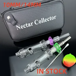 Mini Nector Collector Kit 10mm 14mm Small Hookahs NC kits With Titanium Nail Quartz Tips Dab Dabber Dish Glass Pipe Bongs Gift Bag