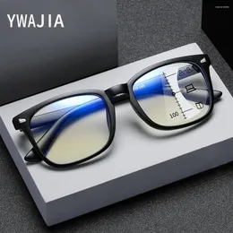Sunglasses Progressive Multifocal Anti Blue Light Presbyopia Glasses Automatic Zoom Multifunctional Reading Square Optical